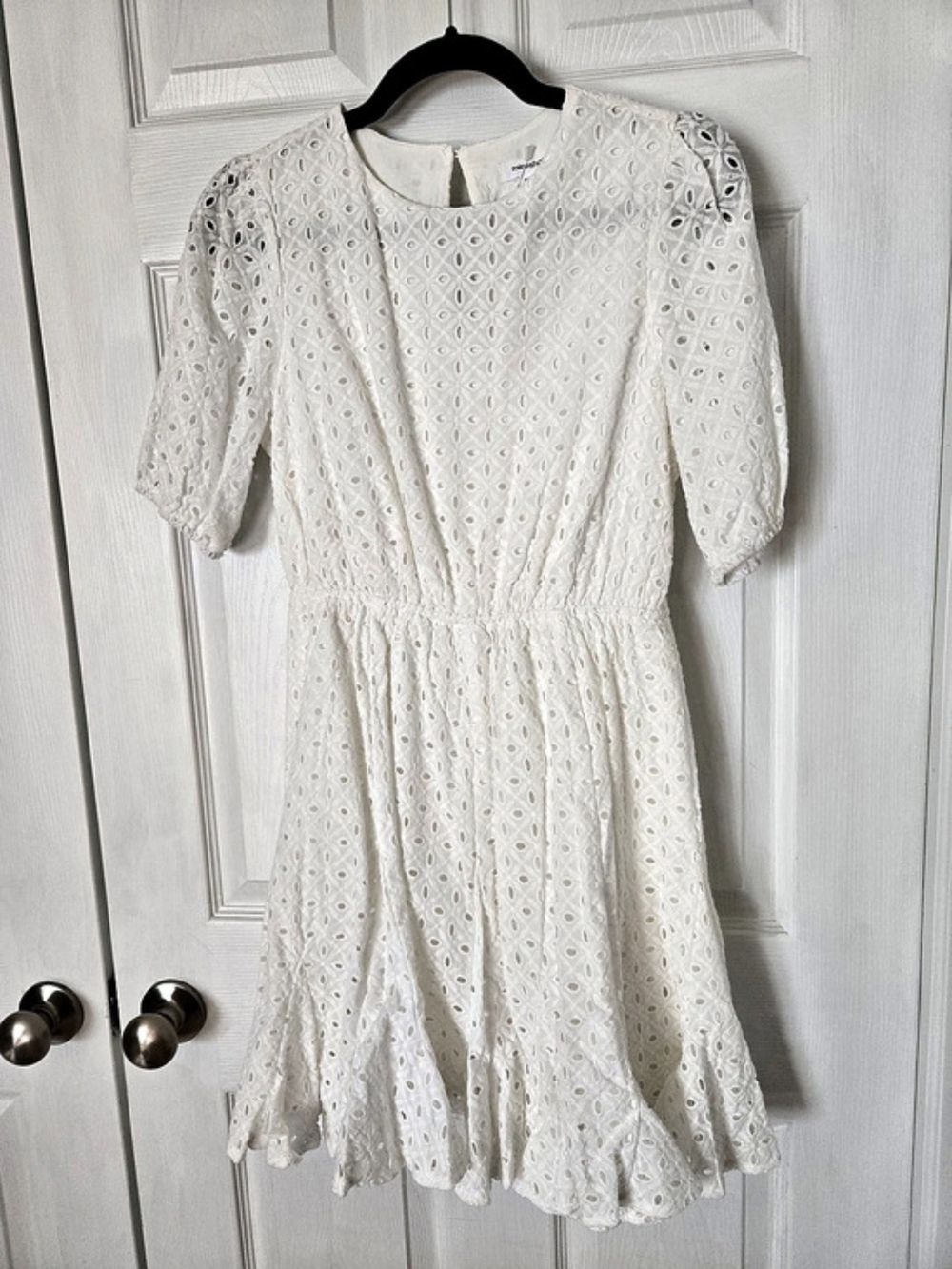 Mittoshop Eyelet Mini Dress in White Size Small NWT